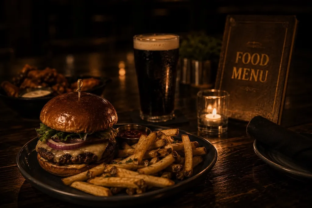 Pub plates on a candlelit table
